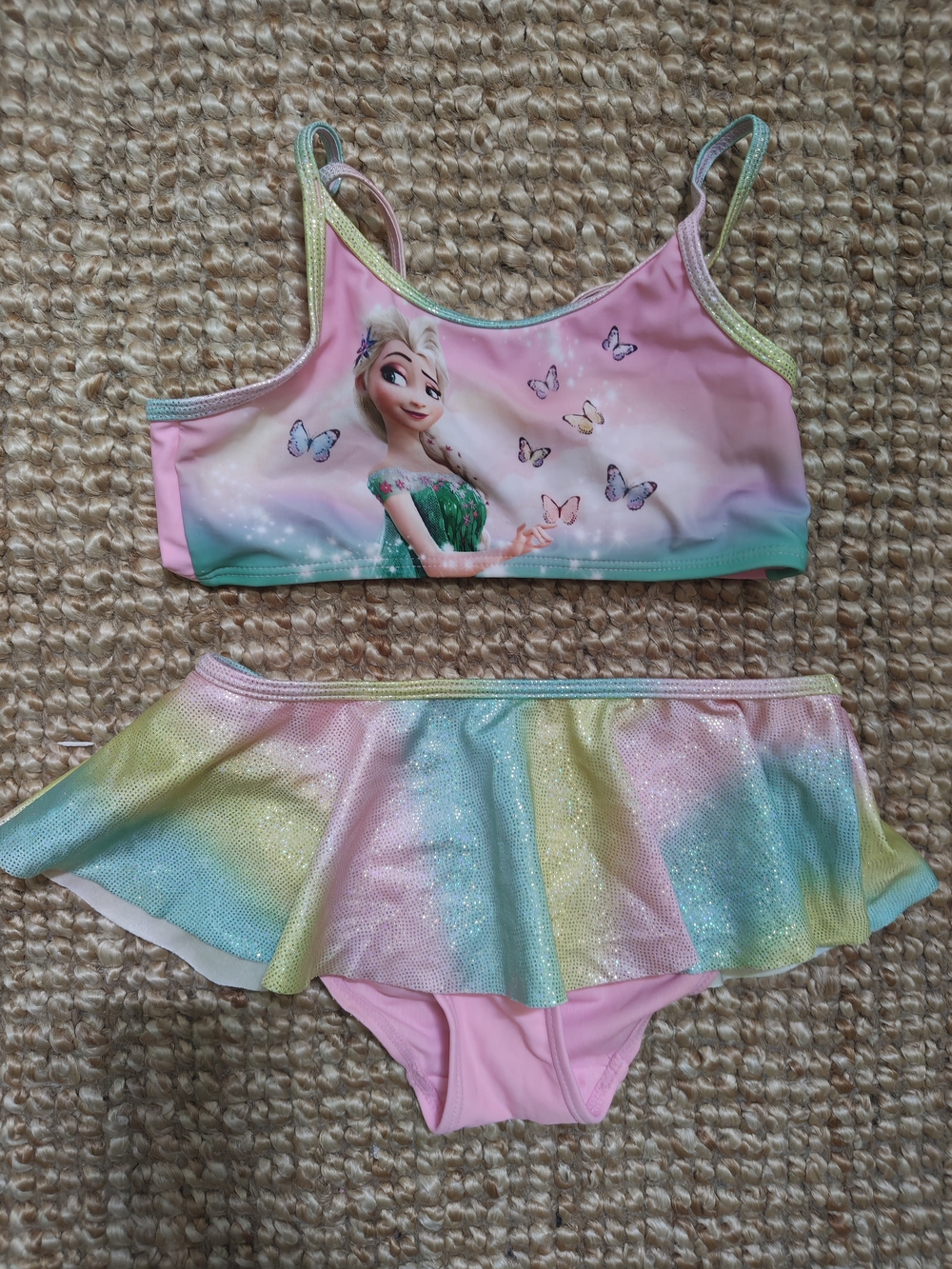 H&M Girls Pink Elsa Butterfly One-Piece Swim Set